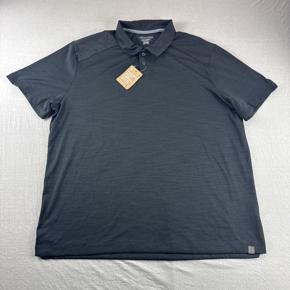 Trimark Polo Mens XL Black Short Sleeve Golf Shirt Performance Preppy Casual NEW